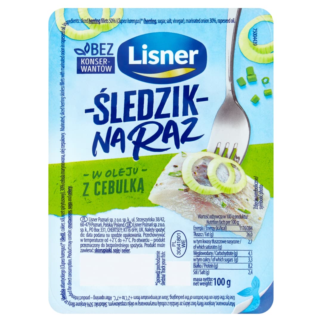 LISNER Sledzik na raz z cebulka. 38,90 zl/kg