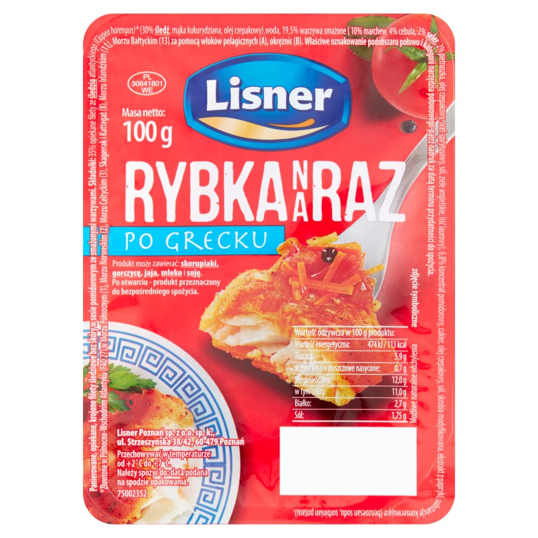 LISNER Rybka na raz po grecku. 47,90 zl/kg