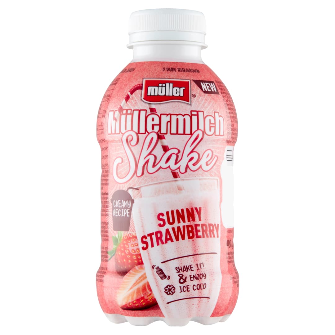 MULLER MULLERMILCH Shake Napoj mleczny o smaku truskawkowym. 12,48 zl/kg